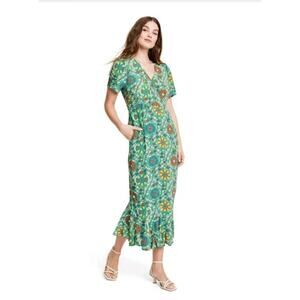 RHODE x Target Zinnia Floral Surplice Maxi Dress Short Sleeve Size L Boho